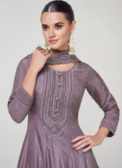 Purple Sequence Embroidery Wedding Anarkali Suit