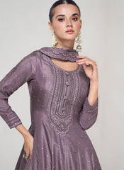 Purple Sequence Embroidery Wedding Anarkali Suit