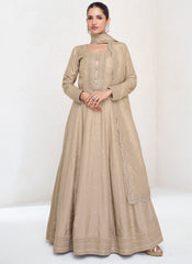 Beige Sequence Embroidery Wedding Anarkali Suit