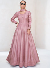 Pink Sequence Embroidery Wedding Anarkali Suit