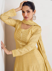 Yellow Sequence Embroidery Wedding Anarkali Suit