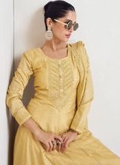 Yellow Sequence Embroidery Wedding Anarkali Suit