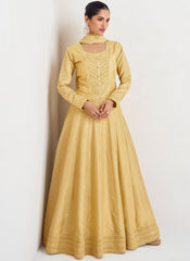 Yellow Sequence Embroidery Wedding Anarkali Suit