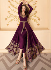 Wine Party Wear Georgette Anarkali Suit