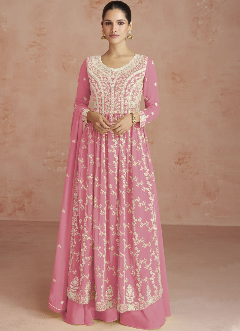 Adorable Pink Ready to Wear Georgette Salwar Kameez - nirshaa