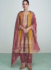 Multicolor Embroidered Premium Silk narkali Suit