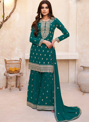 Rama Blue Georgette Ready to wear Sharara Style Suit