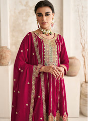 Rani-Magenta party wear Silk Short Anarkali Style Suit