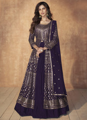 Dark Purple Ready to Wear Sequence Embroidered Lehenga Style Suit