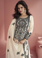 White Ready to Wear Premium Silk Pakistani Style Suit