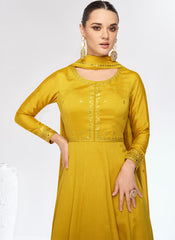 Mustard Yellow Ready to Wear Premium Silk Anarkali Style Suit