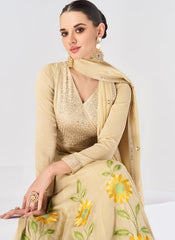 Beige Ready to Wear Premium Silk Anarkali Style Suit