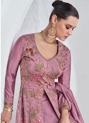 Onion Pink Multi Embroidery Anarkali Lehenga Style Suit