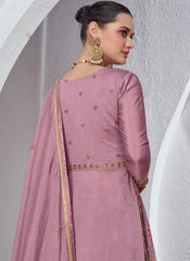Onion Pink Multi Embroidery Anarkali Lehenga Style Suit