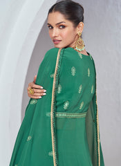 Rama Green Multi Embroidery Lehenga Style Suit