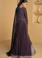 Purple Embroidered Designer Georgette Anarkali Suit