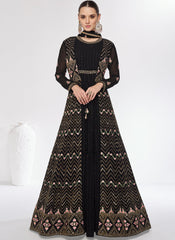 Black Thread Embroidery Anarkali Suit with Jacket