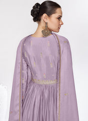 Purple Multi  Embroidery Pleated Anarkali Suit