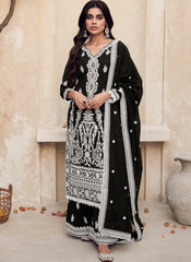 Black Embroidered Premium Silk Pakistani Style Suit