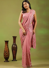 Pink Pure Georgette Ready to Wear Saree