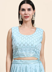 Sky Blue Pure Georgette Lehenga Choli