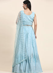 Sky Blue Pure Georgette Lehenga Choli