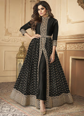 Shamita Shetty Black Embroidered Slitted Georgette Suit
