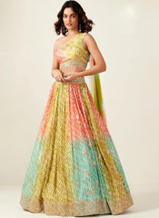 Designer Multicolor ready to wear Silk Lehenga Choli