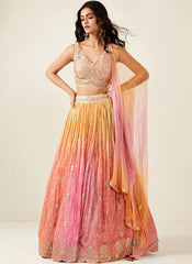 Designer Multicolor ready to wear Silk Lehenga Choli