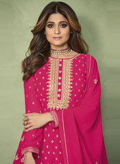 Fuchsia Pink Embroidered Festive Anarkali Suit