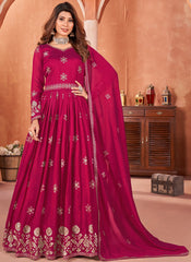 Rani-Magenta Party Wear Art Silk Anarkali Suit