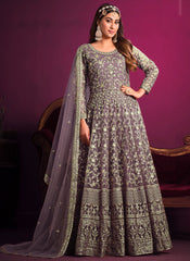Purple Party Wear Net Anarkali Style Suit