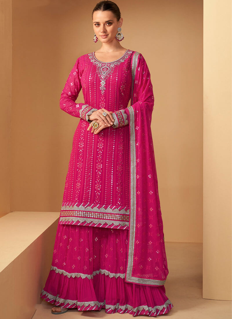 Charming Rani Party Wear Straight Cut Suit with palazzo - nirshaa