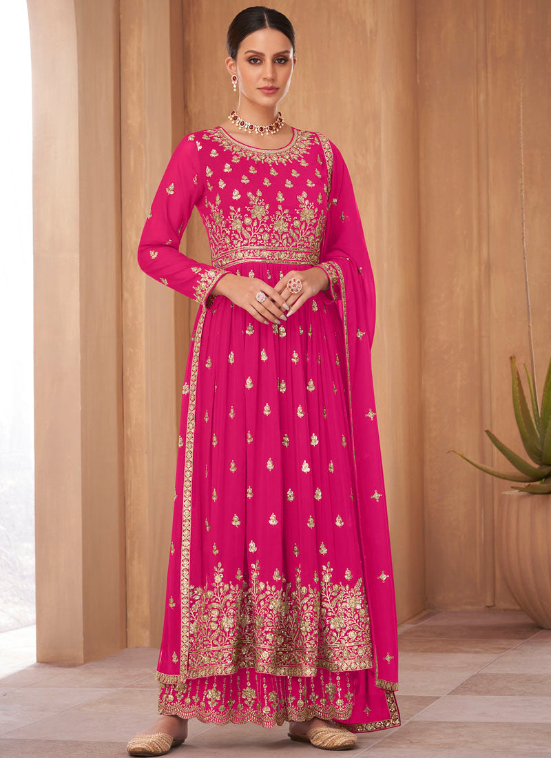Pristine Rani Readymade Party Wear Palazzo Style Georgette Suit - nirshaa