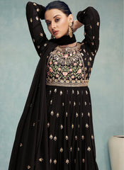 Black Reday to Wear Georgette Palazzo Style Suit