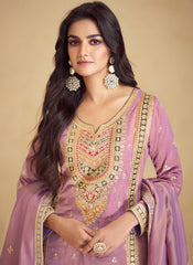 Lavender Multi Embroidered Wedding Palazzo Suit