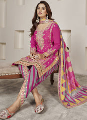 Pink Traditional Chinon Dhoti Suit