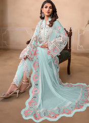 Sky Blue Georgette Pakistani Style Suit