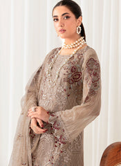 Grey Embroidered Pakistani Style Cotton Suit