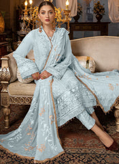 Sky Blue Embroidered Pakistani Style Cotton Suit