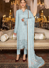 Sky Blue Embroidered Pakistani Style Cotton Suit