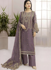 Purple Embroidered Pakistani Style Cotton Suit