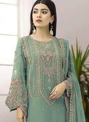 Sea Green Embroidered Pakistani Style Cotton Suit