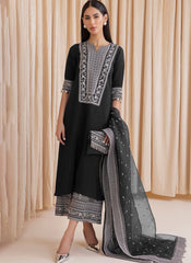 Black Embroidered Georgette Palazzo Style Suit