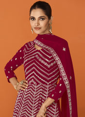 Maroon Sequence Embroidered Georgette Party Wear Anarkali Suit