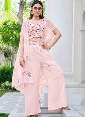 Pink Georgette Indowestern Outfit