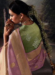 Woven Purple and Green Party Wear Organza Saree