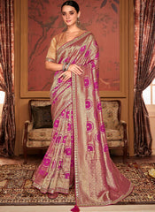 Woven Purple and Beige Dola Silk Saree