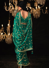 Rama Embroidered Tradittional Festive Saree