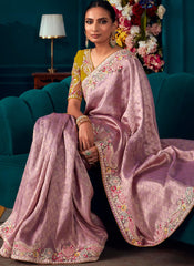 Purple and Yellow Kanjivaram Soft Silk Saree
